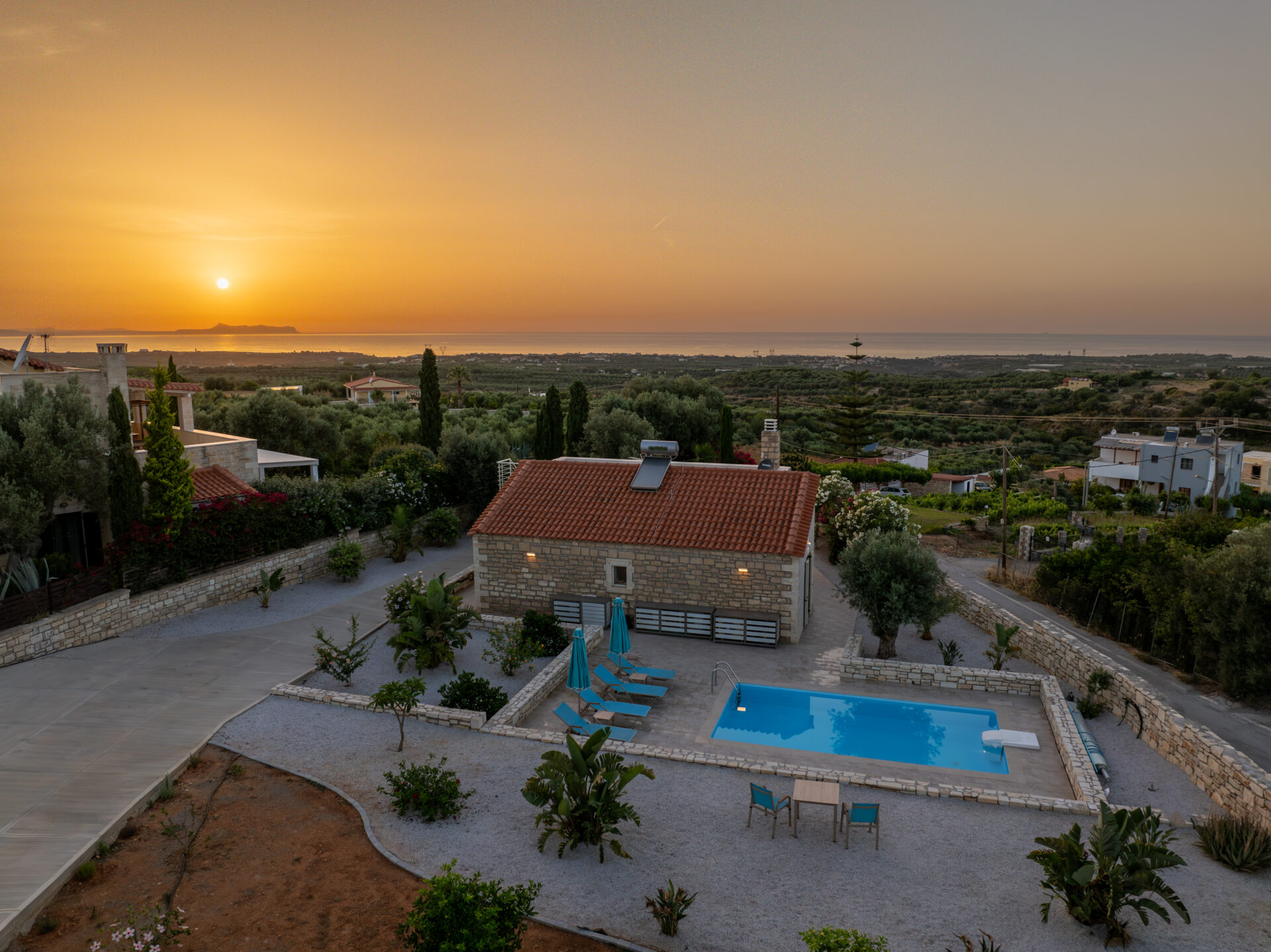 Exterior and interior views of Villa Vassiliki accommodation